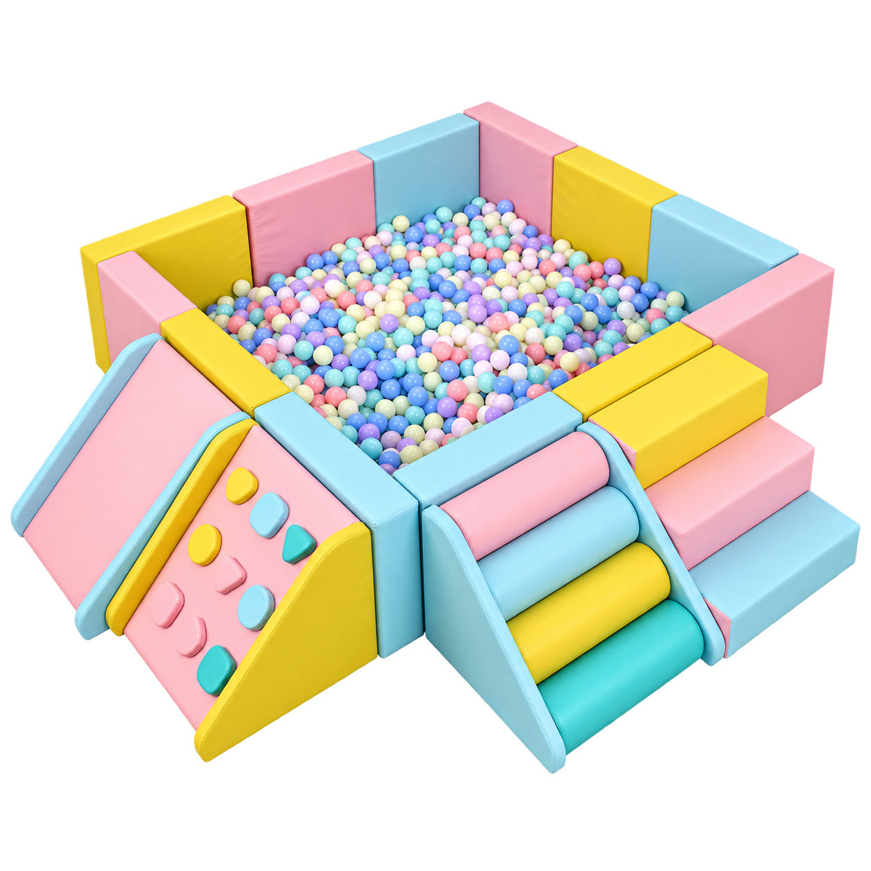 Complete Set + Climbing Ramp commercial soft play ball pit in macaron colors
