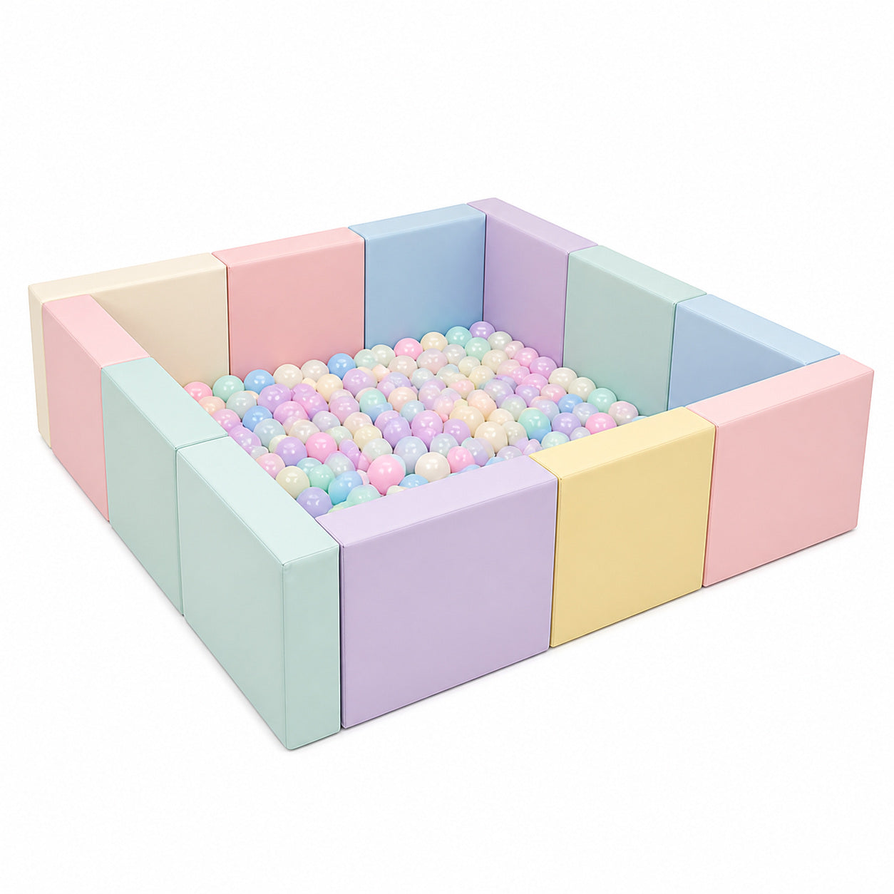 Square Ball Pit — 200×200×50 cm commercial soft play ball pit in macaron colors