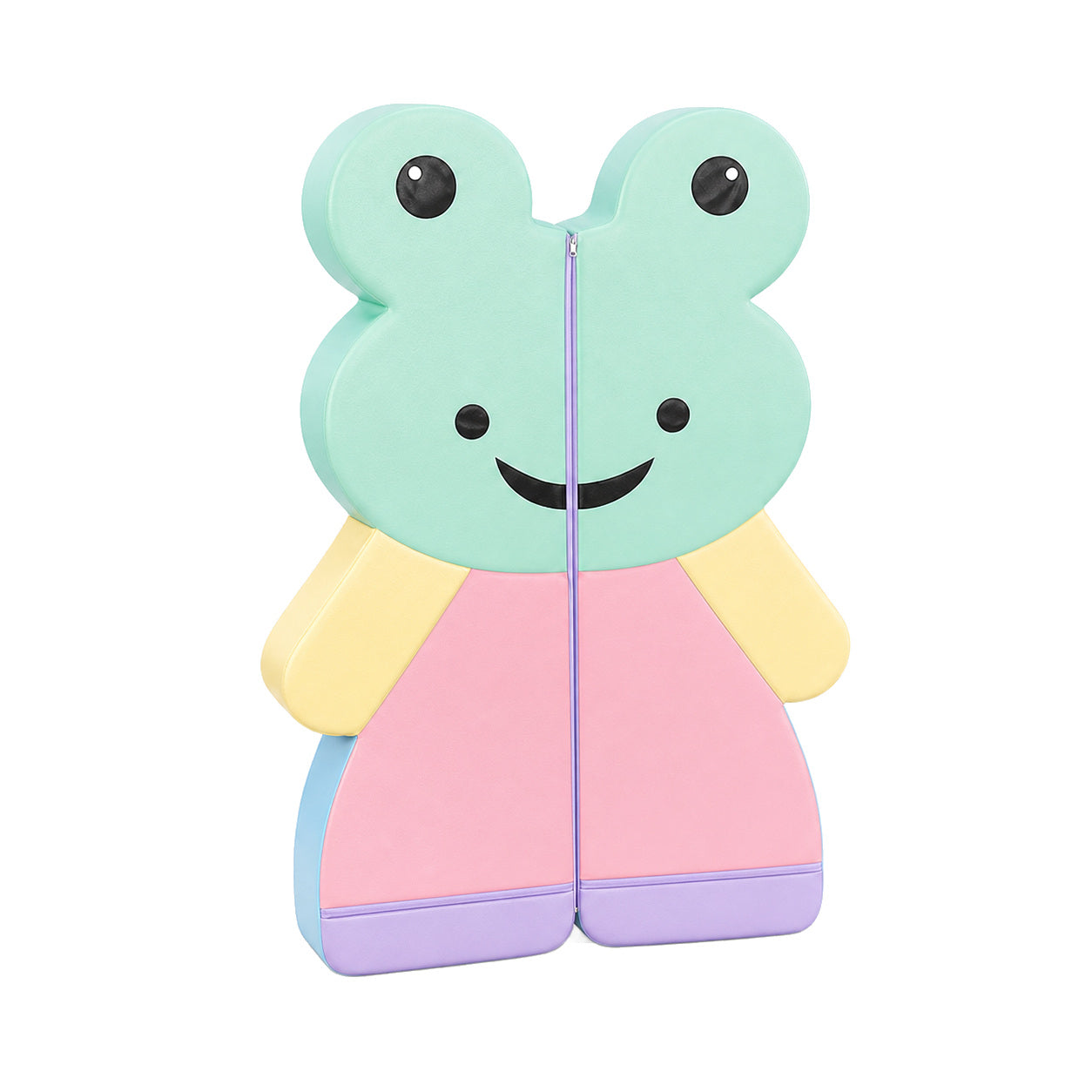 Frog character soft play climber in macaron colors
