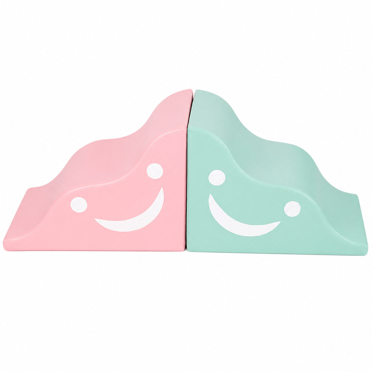 Two piece wave soft play slide in macaron colors