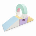Macaron ring crawl-through soft play obstacle with ramp and steps on white background