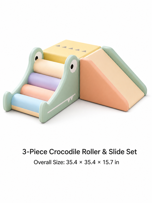 6-Piece Crocodile Soft Play Climber & Slide Set