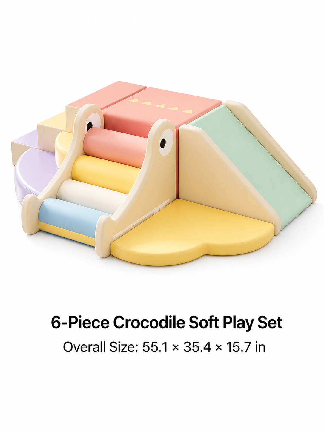 6-Piece Crocodile Soft Play Climber & Slide Set